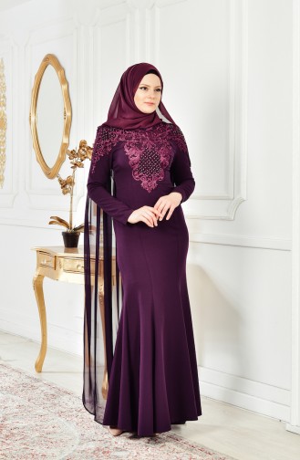 Lila Hijab-Abendkleider 4010-02