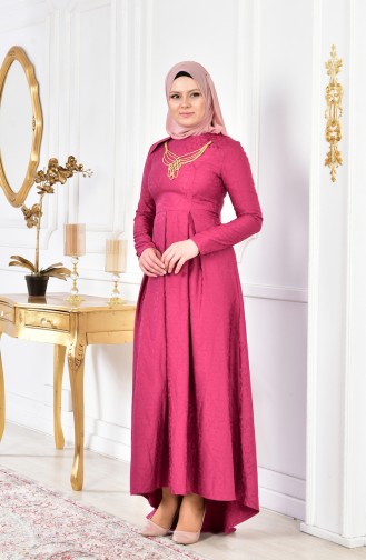 Plum Hijab Evening Dress 0511-02