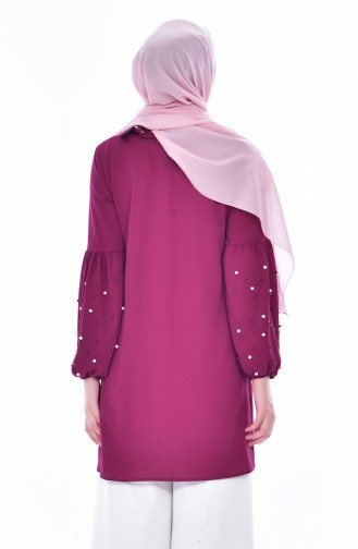 Pearls Pleated Tunic 0756-06 Plum 0756-06