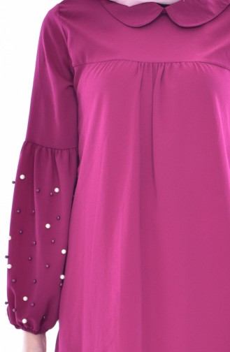 Pearls Pleated Tunic 0756-06 Plum 0756-06