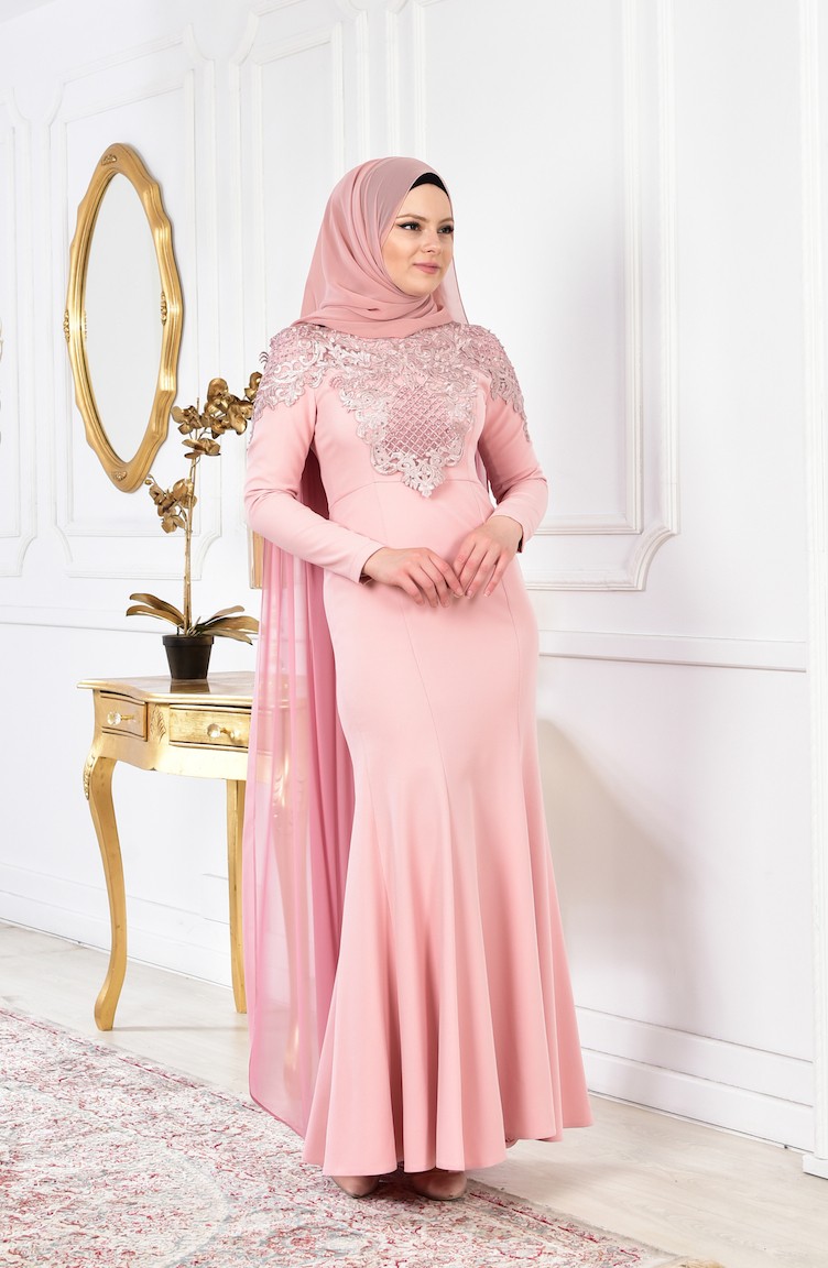 karin hijab evening dress - powder reviews Elegant Hijab Satin Evening Dress, Dubai Style Long Sleeve Gown, Nikkah & Wedding Hijab-Friendly Dress