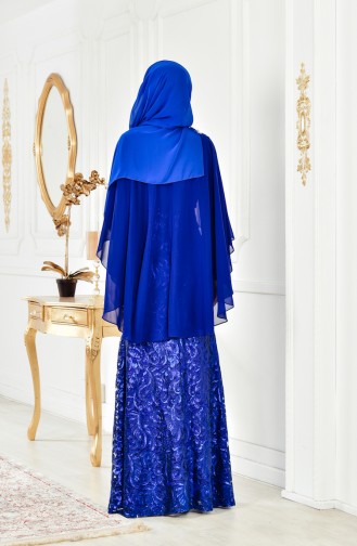 Robe de Soirée a Paillette 8222-05 Bleu Roi 8222-05