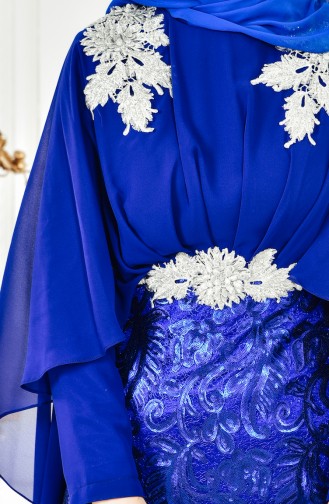 Robe de Soirée a Paillette 8222-05 Bleu Roi 8222-05