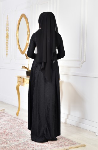 Asymmetrische Abendkleid mit Halskette 0511-01 Schwarz 0511-01