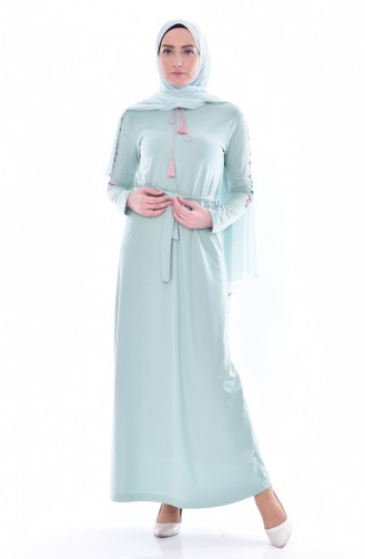 Sleeve Embroidered Dress 3844-04 Water Green 3844-04