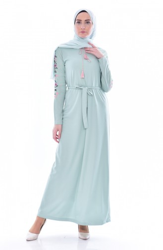 Abaya mit Stickerei 3844-04 Wassergrün 3844-04