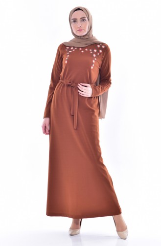 Tan Hijab Dress 3846-03