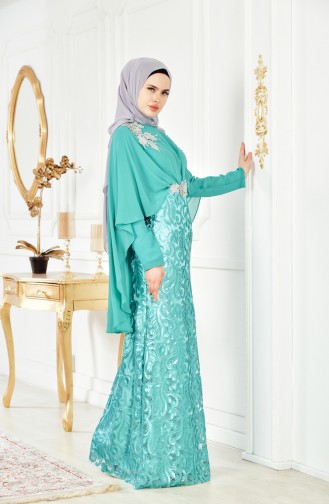 Robe de Soirée a Paillette 8222-04 Vert 8222-04