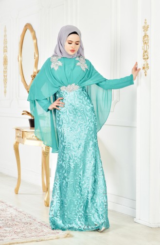 Grün Hijab-Abendkleider 8222-04