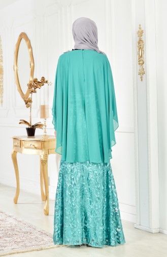 فستان يتميز بتفاصيل من الترتر 8222-04 لون اخضر 8222-04