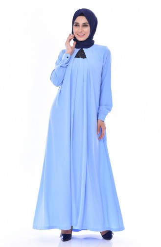 Taş Detaylı Elbise 1905-01 Bebe Mavisi