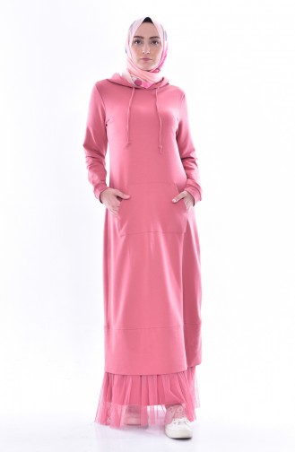 Hooded Sport Long Tunic 8118-01 Dry Rose 8118-01