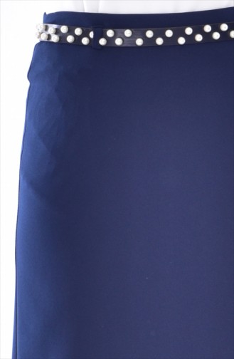 Belted Pencil Skirt 2044-02 Navy Blue 2044-02