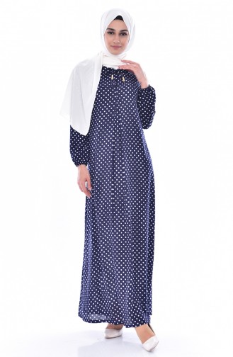 Navy Blue Hijab Dress 1147A-01