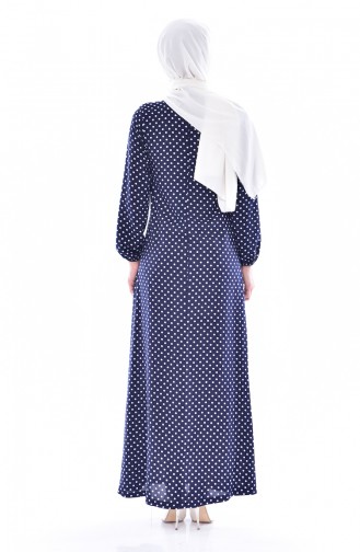 Navy Blue Hijab Dress 1147A-01
