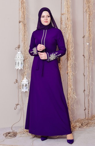 Sefamerve Embroidered Dress 8001-04 Purple 8001-04