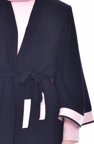 Elbise Ferace ikili Takım 7807-01 Siyah Pudra