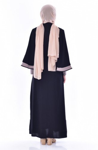 Kleid mit Abaya 2er Set 7807-02 Schwarz Nerz 7807-02