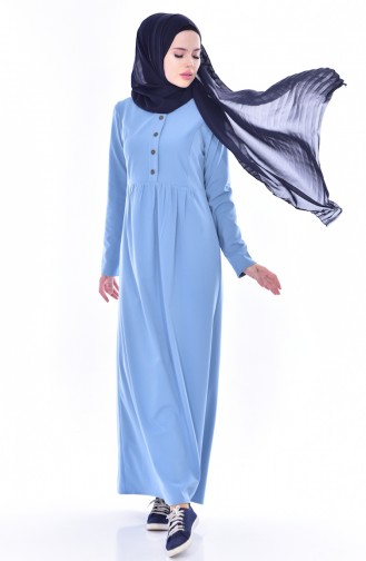 Waist Pleated Dress 7184-07 Baby Blue 7184-07