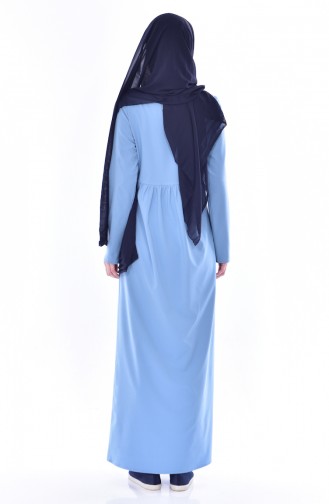 Waist Pleated Dress 7184-07 Baby Blue 7184-07