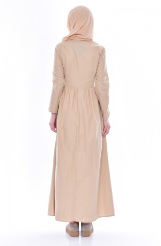 Beige Hijab Dress 7281-14