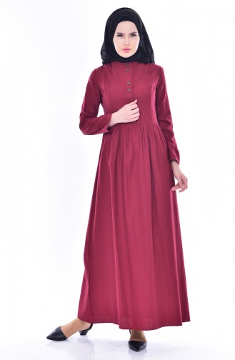 فستان مضلع من الأمام أحمر كلاريت 7273-09