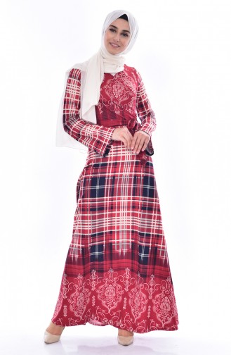 دلبر فستان بتصميم رباط من الجانب 6022-04 لون خمري 6022-04
