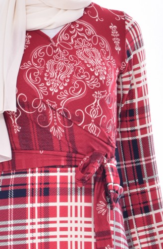 دلبر فستان بتصميم رباط من الجانب 6022-04 لون خمري 6022-04