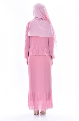 Robe Plissée avec Collier 2532-03 Rose Pâle 2532-03