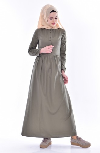 Robe Côtelée Sur le Devant 7273-13 Khaki 7273-13