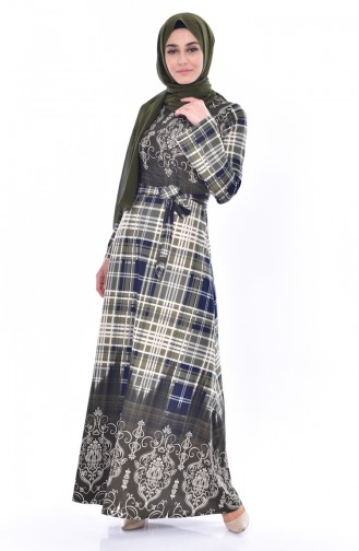 Khaki Hijab Dress 6022-01