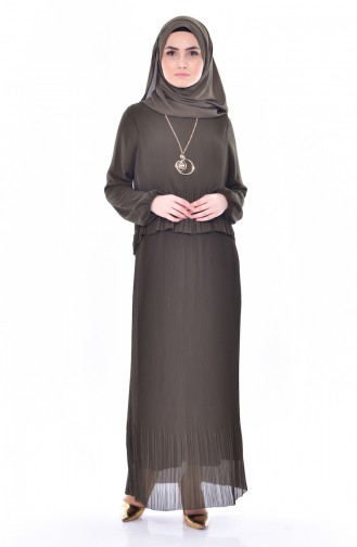 Khaki Hijab Dress 2532-06