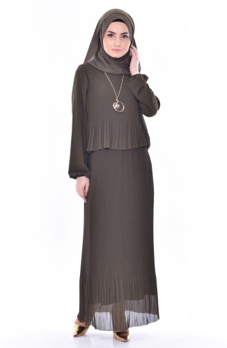 Khaki Hijab Dress 2532-06