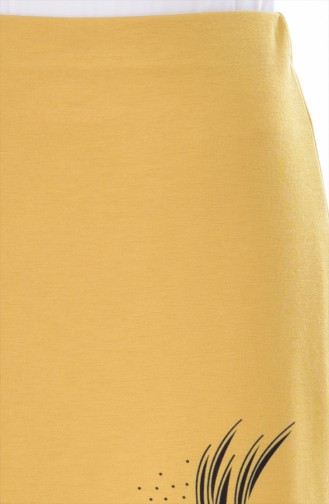 Flower Patterned Skirt 30991-06 Mustard 30991-06