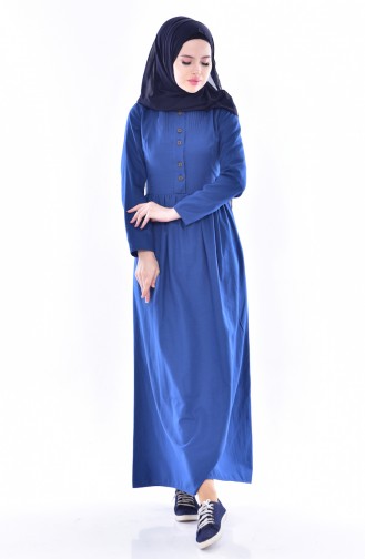 Robe Côtelée Sur le Devant 7273-08 İndigo 7273-08