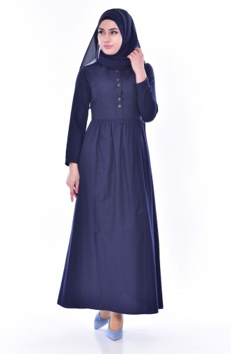 Navy Blue Hijab Dress 7173-03