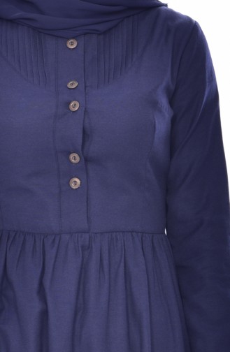 Navy Blue Hijab Dress 7173-03