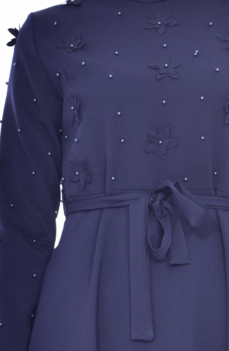 Belted Dress 1085-08 Navy Blue 1085-08