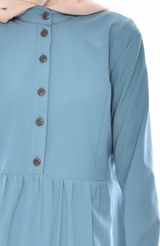 Beli Büzgülü Elbise 7184-04 Mint Yeşili