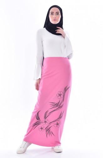 Flower Patterned Skirt 30991-02 Pink 30991-02