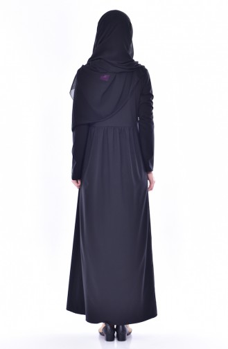 Waist Pleated Dress 7184-01 Black 7184-01