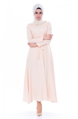 Hijab Kleid mit Gürtel 1085-07 Lachs 1085-07