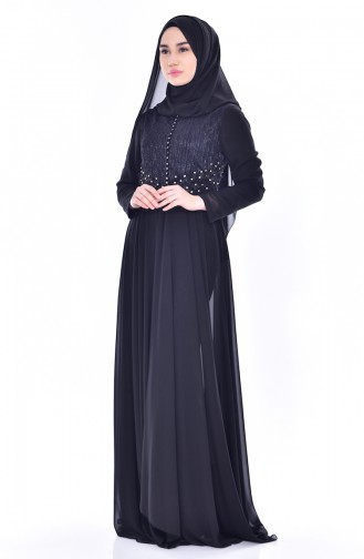 Navy Blue Hijab Evening Dress 1717890-04