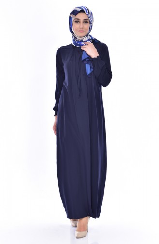 Navy Blue Hijab Dress 6012-04