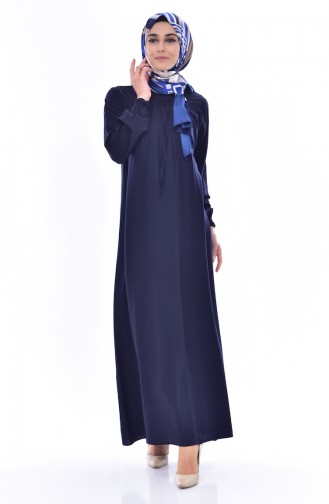 Navy Blue Hijab Dress 6012-04