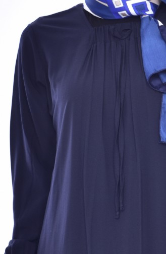 Navy Blue Hijab Dress 6012-04