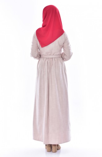 Beige Hijab Dress 1152-01