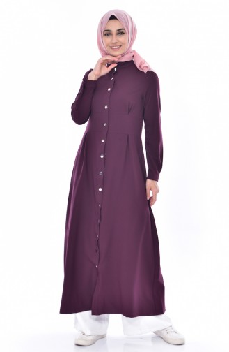 Hijab Mantel mit Druckknopf  61202-07 Weinrot 61202-07
