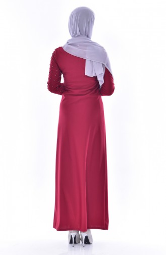 Claret Red Hijab Dress 4458-01