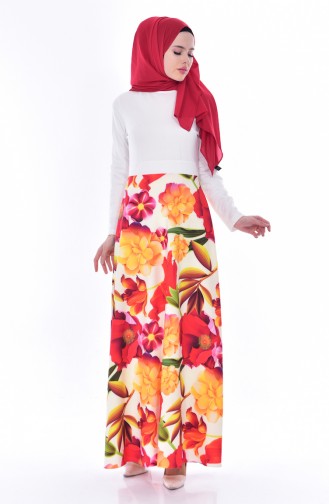 Ecru Hijab Dress 3495-06